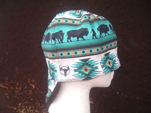 BUFFALO  PATTERN TURQUOISE REVERSABLE WELDING CAP  you pick the SIZE.