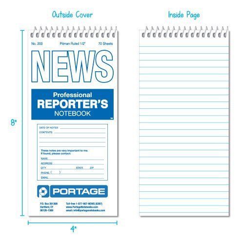 Portage Reporters Notebook - 4&#034; X 8&#034; - Narrow Ruled
