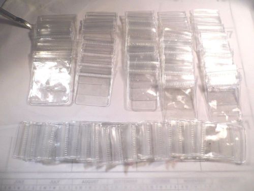 Set of 55 Assorted Vinyl Plastic Clear Pockets for Gems or Coins, 3 sizes USED