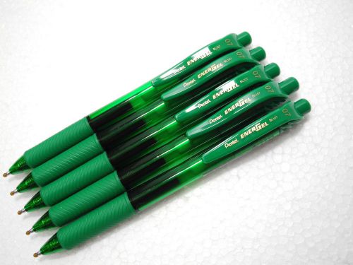 6pcs Pentel retractable Ener Gel 0.7mm roller ball pen Green(Japan)