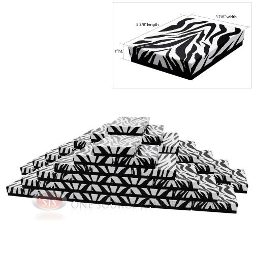 50 Zebra Print Cotton Filled Jewelry Gift Boxes 5 3/8&#034; x 3 7/8&#034; x 1&#034;H