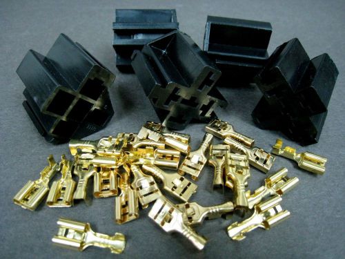 5 wire relay female sockets + brass connector terminals x 5 sets #m7 for sale