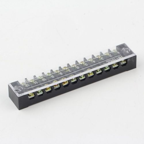 12 Position 15A 600V Barrier Dual Row Terminal Block / Strip With Cover F5