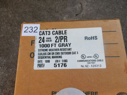 CAT3 CABLE GRAY UP TO 1000 FEET COMTRAN 24AWG 2/PR
