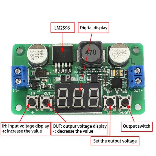 Lm2596 dc-dc 5-32v to 0-30v buck converter voltage regulator blue led voltmeter for sale