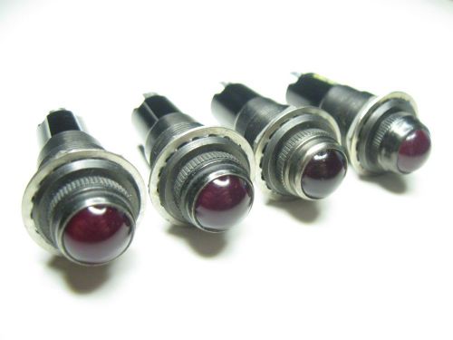 (4) Vintage Dialco Ruby Red Panel Mount Indicator Lights w/ GE 1815 Bulbs