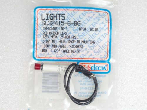 SELECTA SL32415-6-BG Indicator Light, Red Raised Lens 125V Neon