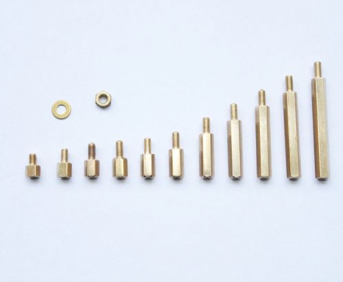 New M3 brass(Copper) Hex  Female/male Standoff/Spacer/nut Assortment Kit 120416
