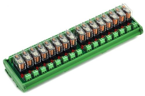 DIN Rail Mount 16 SPDT 16A Power Relay Interface Module, OMRON G2R-1-E 24V, A