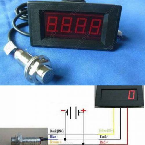 Digital led tachometer rpm speed meter + hall proximity switch sensor npn 12v x for sale