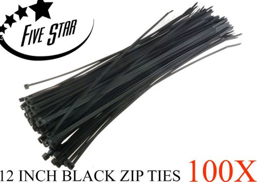 100X 12&#034; inch Pack Black Network Cable Cord Wire Tie Strap 90 Lbs Zip Nylon