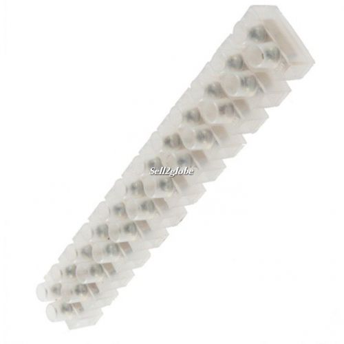 New Wire Connector 12-Position Plastic Barrier Terminal Block 10A White G8