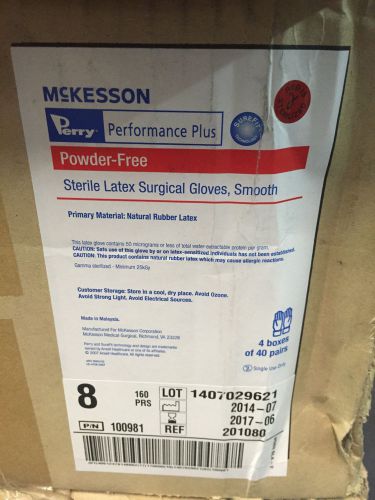 Box of 160 pair: size 8 pf mckesson surgical gloves sterile smooth latex 201080 for sale