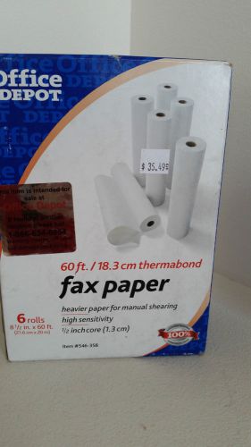 Office depot thermal fax paper high sensitivity 1/2&#034; core 8 1/2&#034; x 60&#039; 6 rolls for sale