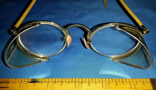 Antique SaniGlas safety glasses w/ folding clear side shields    STEAMPUNK