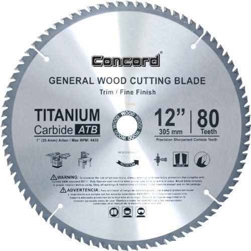 Concord Blades WCB1200T080HP 12-Inch 80 Teeth TCT General Purpose Hard &amp; Soft Wo