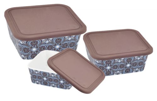 Danico Imperial 3 Piece Silicon Lid Porcelain Food Container Set