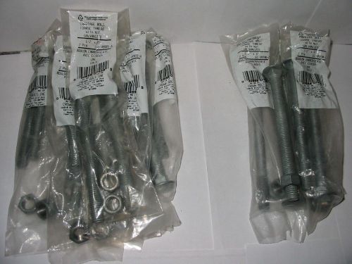 Lot of (21) Galvanized Carriage Head Bolts With Nuts (7)-1/2&#034; x 6&#034;  (14)-1/2 x 5