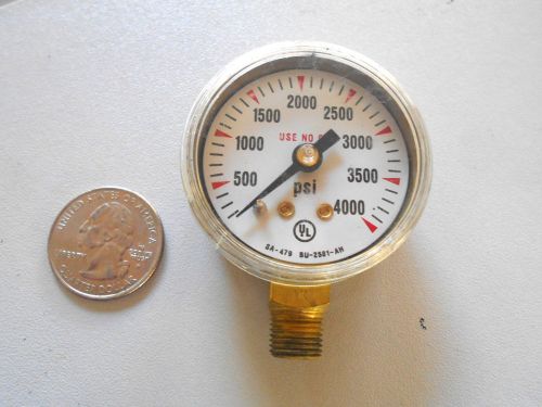 Pressure Gauge 0-4000 psi Air Oil Water 1 1/2&#034; dial 1/8&#034; Npt 0- 4000psi