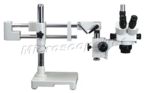 Circuit inspection trinocular 5x-80x stereo zoom microscope dual-bar boom stand for sale