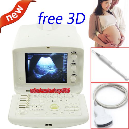 Fda full digital ultrasound scanner +convex transvaginal probe free 3d 2 ports for sale