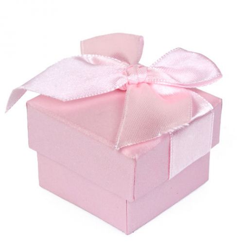 Wholesale 12 pcs Pink Ribbon Jewelry Pendant Ring Paper Gift Box K420