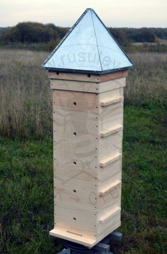Warre Hive / Vertical Top Bar Hive - 5 bodies, galvanized iron hipped roof