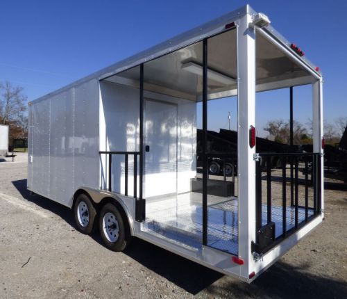 Concession trailer white 8.5 x 20 bbq smoker event catering trailer for sale