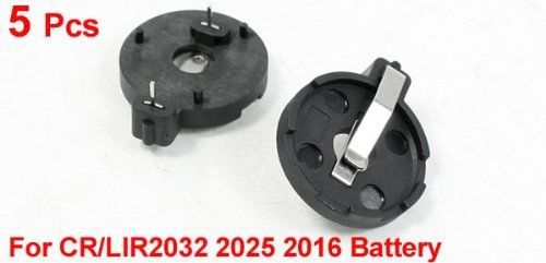 CR2016 2025 2032 Coin Cell Button Battery Holder Socket Black 5 Pcs