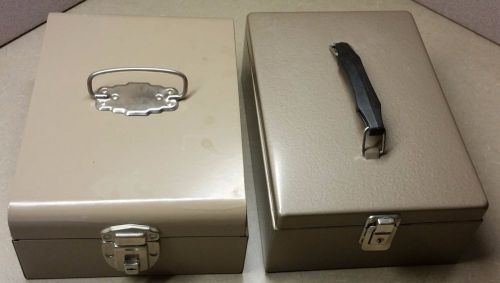 Lot of 2 Metal check Cash boxes with Keys Rockaway &amp; Nu-Craft Metal Made USA