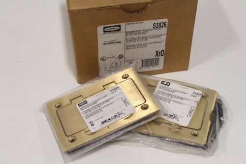 Lot of (2) Hubbell S3826 Brass Floor Box Accessory Cover Plate Rectangular Line