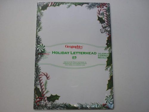 Geographics Holiday Letterhead GeoPaper Candy Cane Ivy &amp; Bells Xmas paper