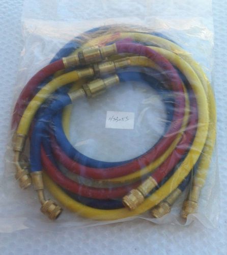SET OF 60&#034; RED/YELLOW/BLUE R-12  CHARGING HOSES WITH SHUT-OFF VALVES