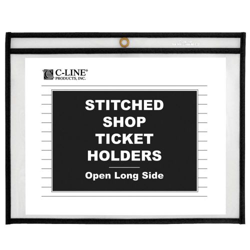 C-Line Stitched Shop Ticket Holders Both Sides Clear Open Long Side 12 x 9 In...