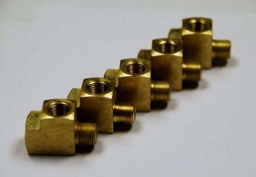 Brass Fittings: Run Tee Female Pipe Size 1/8&#034;, Male Pipe Size 1/8&#034;, QTY. 5