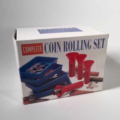 Complete Coin Rolling Counting Kit Tray Tubes Set Quarter Dime Nickel Penny New