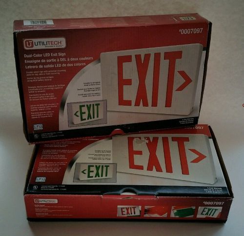 LED Emergency Exit Sign - Lot of 2 - Dual-color - with NiCd Battery Backup