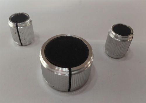 3 pcs vintage knurled machined solid aluminum knobs.amps receivers.w/set screw. for sale