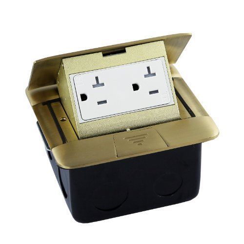 Arc Square Pop-up Floor Box Brass 665554-C W/20A Tamper Resistant Receptacle