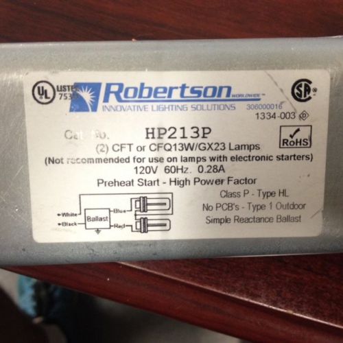 2 Robinson hp213p ballasts brand new