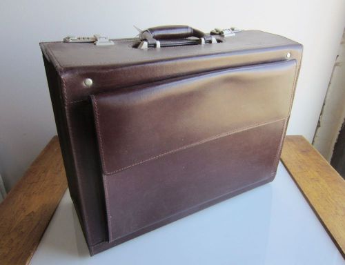 Sleek chic wilsons dark brown leather storage file briefcase travel box case nwt for sale