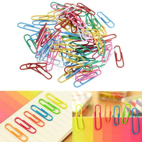 100x Multi Colors 28mm Metal A3 A4 Paper Clips Stationery For Home Office School