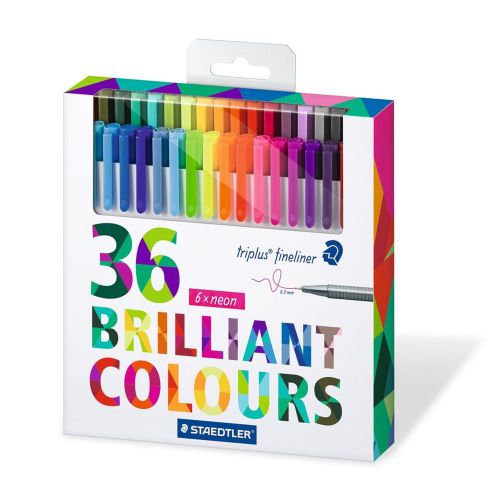 Staedtler color pen set, set of 36 assorted colors (triplus fineliner pens) for sale