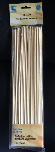 100 Bamboo Skewers 12 Inch Wood Wooden Sticks BBQ Shish Kabob Fondue Party Grill