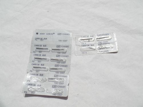 9 HENRY SCHEIN CARBIDE BURS FG557 AND FG6 NEW