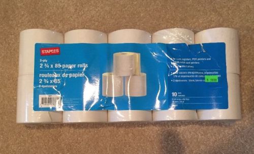 Staples 2-ply 2 2/3 X 85 Paper Rolls For Cash Register