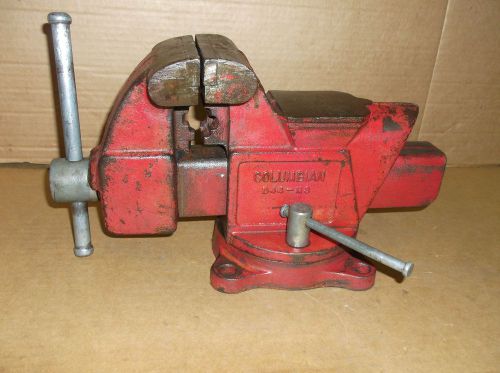 Vintage columbian d44-m3 swivel base 4&#034; w/ fixed pipe grip anvil bench vise usa. for sale
