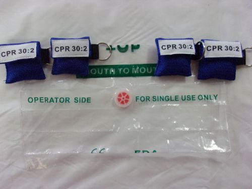 10 Blue CPR Mask Keychain Face Shield key Chain Disposable imprinted CPR 30:2