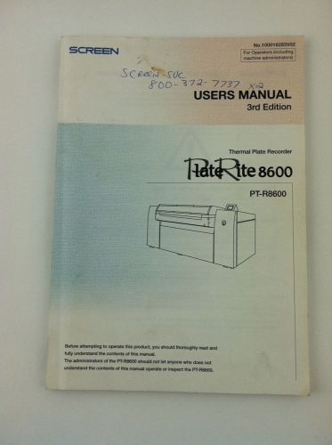 PlateRite PT-R8600 User Manual, 3rd edition