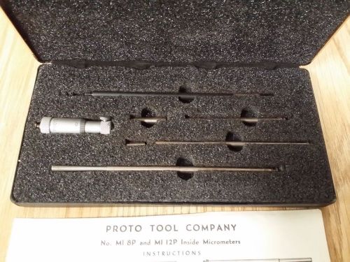 Proto tools mi 8p  inside micrometer 7pc set 2&#034; - 8-1/2&#034; w/ case for sale
